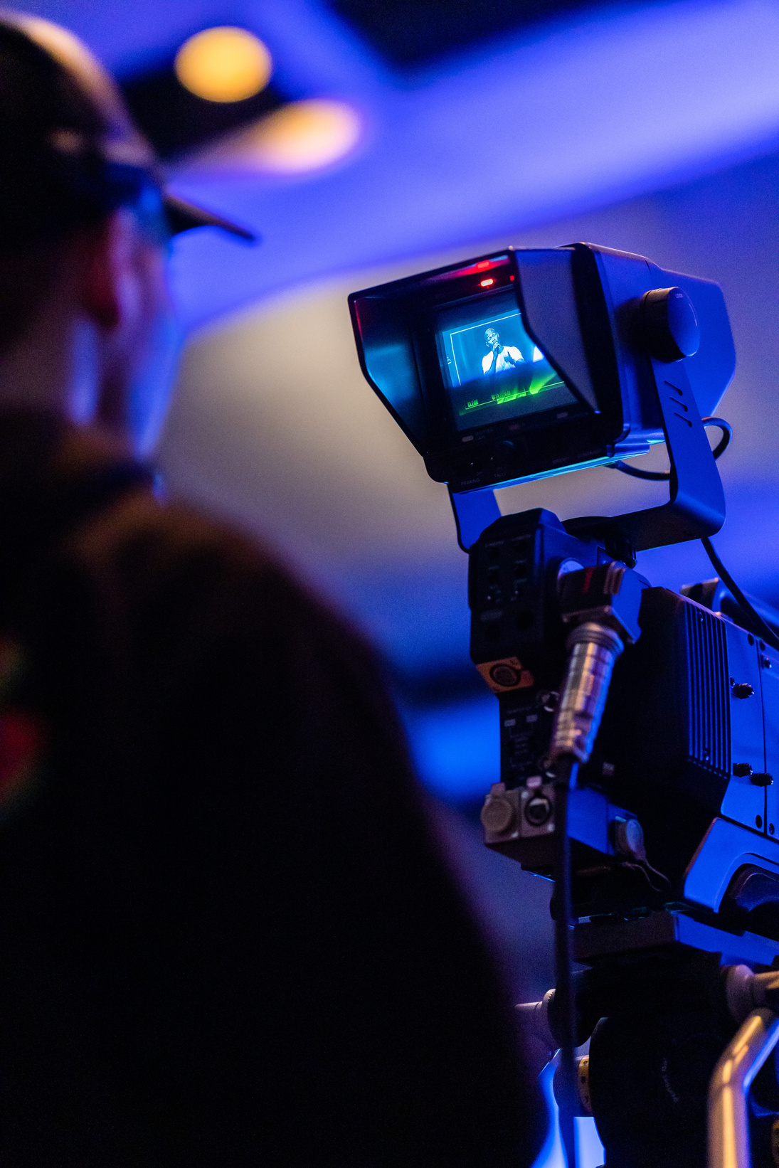 Close-Up Shot of a Black Filming Camera
